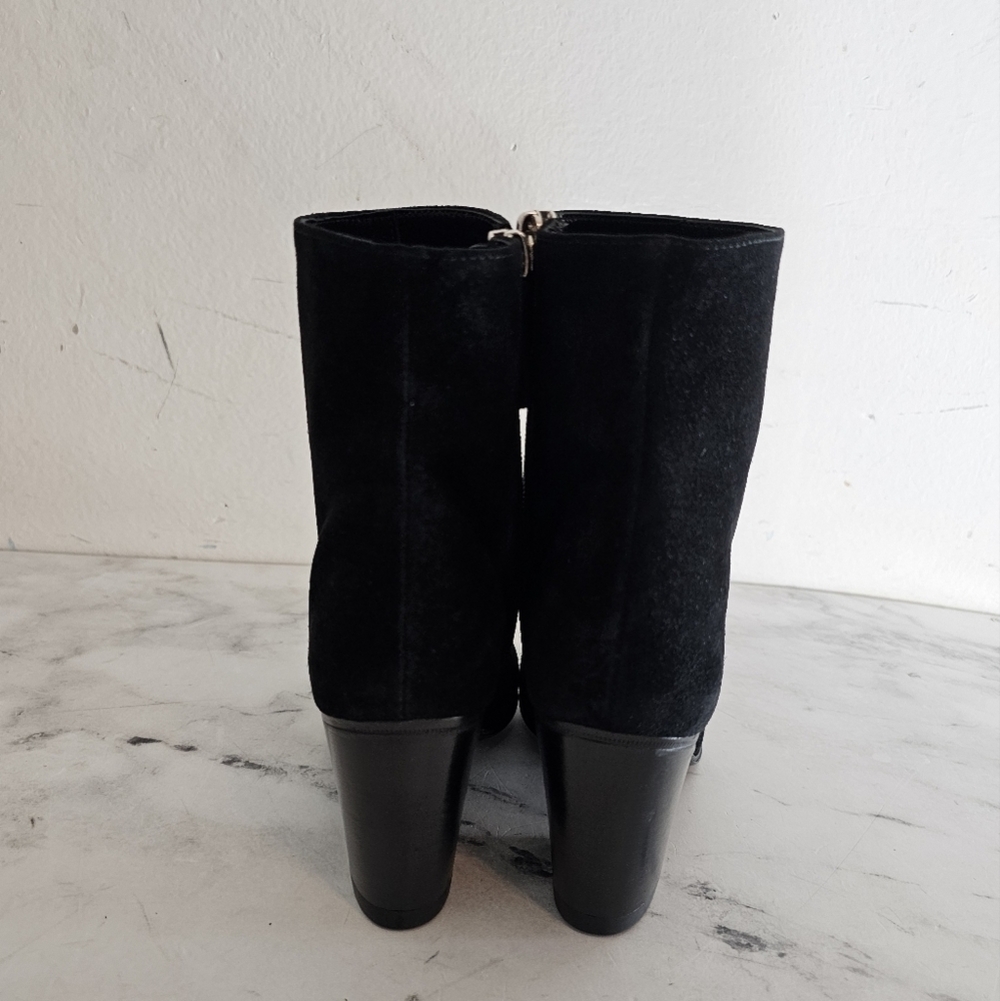 Alumnae Crosta Nero Black Suede Pointed Toe Heeled Ankle Boots 5.5 NWT - Picture 5 of 8